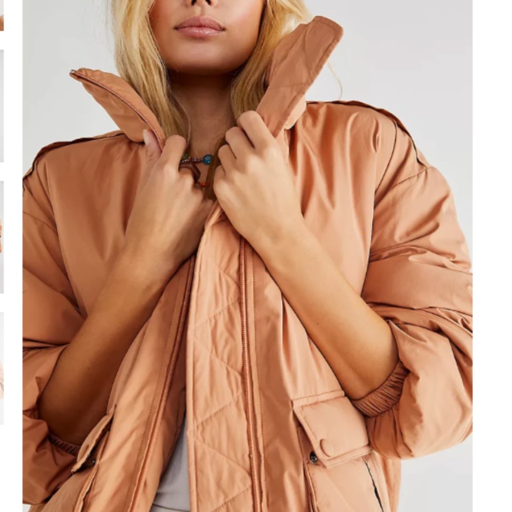 Women's Quilted Puffer Jacket in Camel - Picture 4 of 9